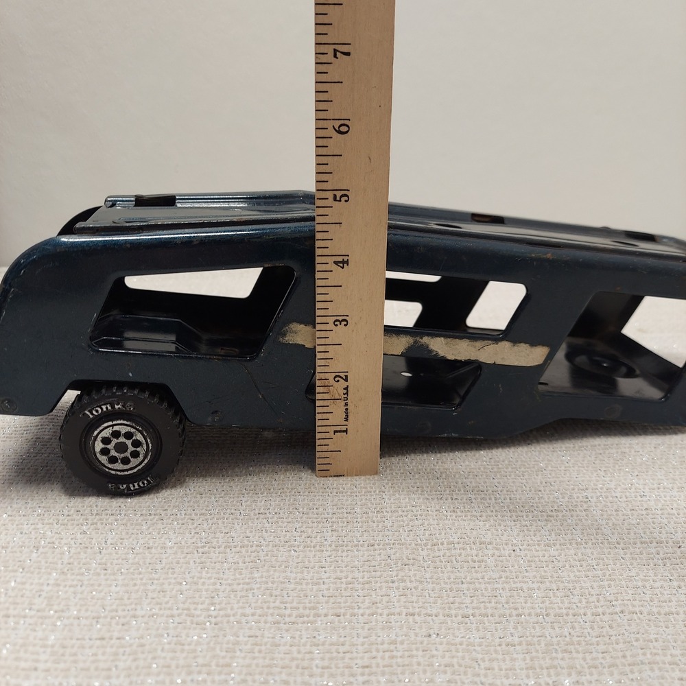 Vintage Tonka Pressed Steel Otto's Transport Car Hauler Trailer Blue 13 Inch - Picture 12 of 12